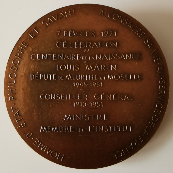 Medal - Louis Marin 1871-1960 - by Raymond Joly - reverse