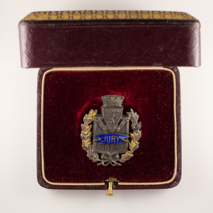 Jury Badge - 1894 - International and Colonial Exhibition of Lyon - open box