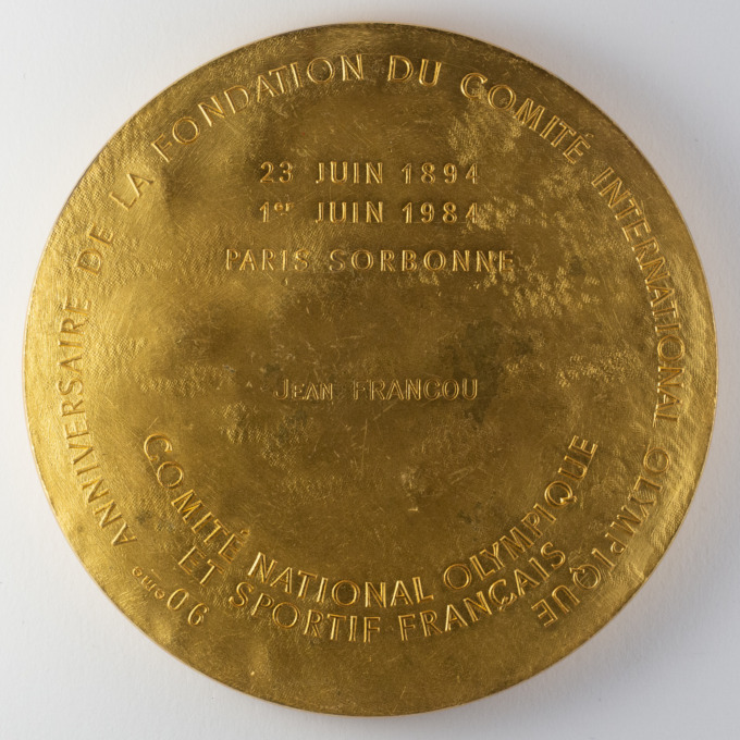 Médaille Fondation du Comité International Olympique - 90 ans - P. de Coubertin - revers