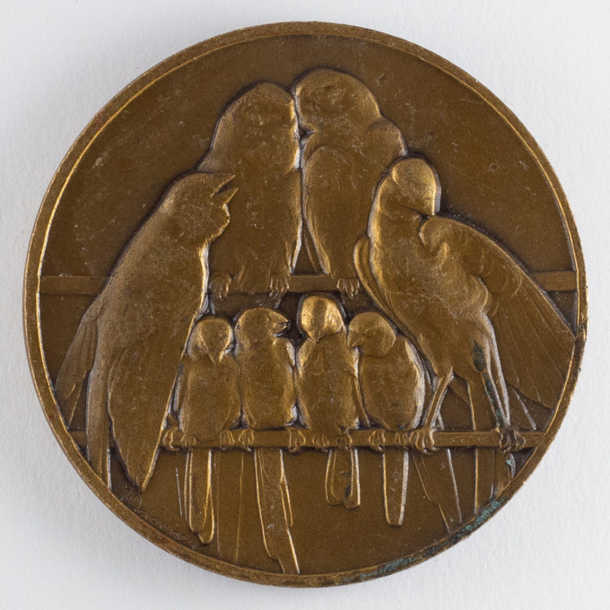 Médaille Oiseaux et leurs oisillons - Amour, union, famille - par M. Delannoy - avers