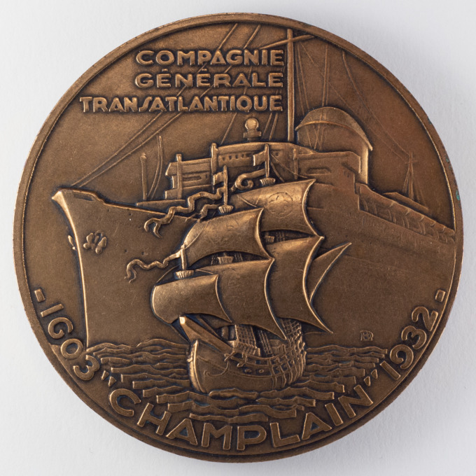 Médaille Prix Samuel de Champlain - Cie Gle Transatlantique – Raymond Delamarre - revers