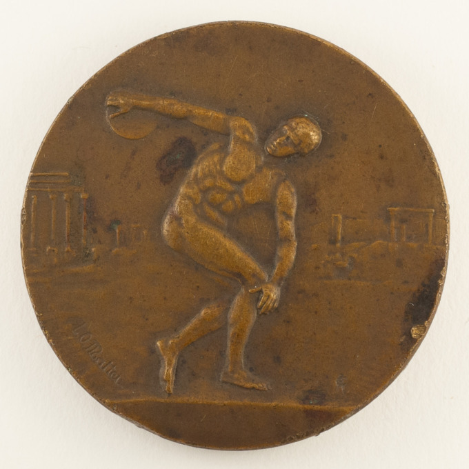 Discobolus Medal - Discus thrower from antiquity - Signed by Louis-Octave Mattei - obverse