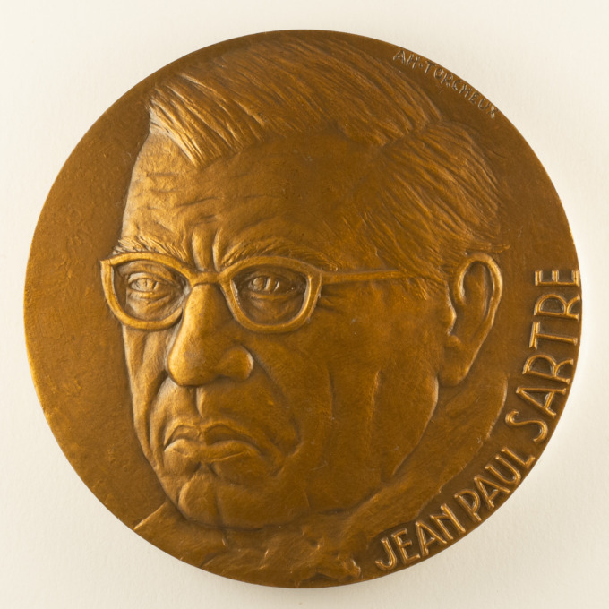 Jean-Paul Sartre Medal - The Devil and the Good God - by André-Henri Torcheux - obverse