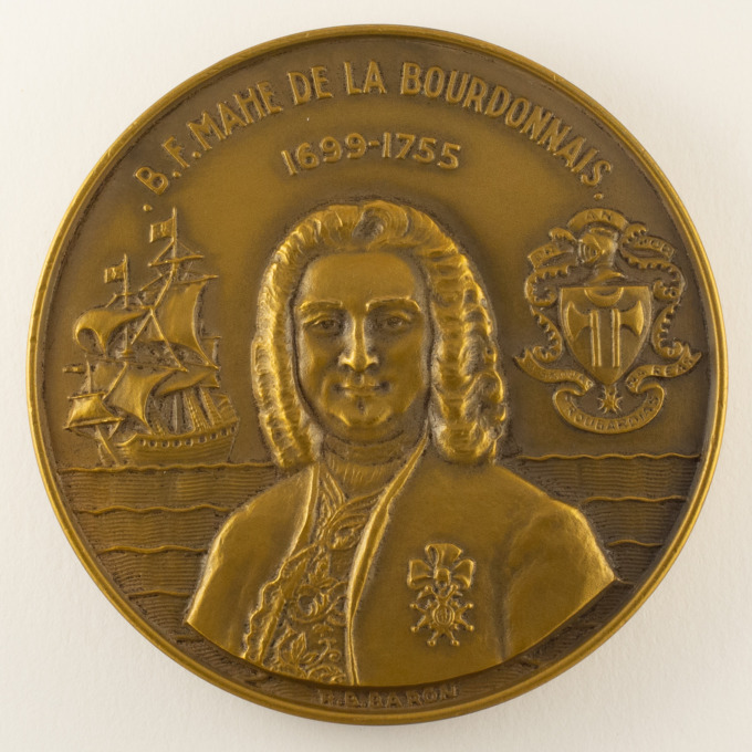 Medal La Bourdonnais - Admiral - Cie Messageries Maritimes - by R.B. Baron - obverse