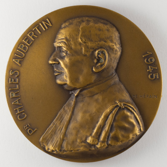 Medal of Professor Charles Aubertin - 1945 - Signed by François De Hérain - obverse