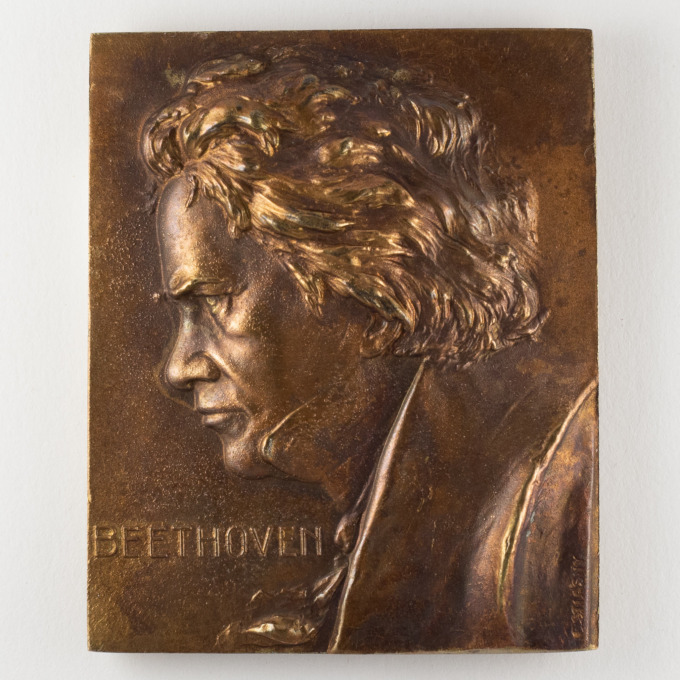 Médaille plaquette de Ludwig van Beethoven - Signée par Franz Stiasny - avers