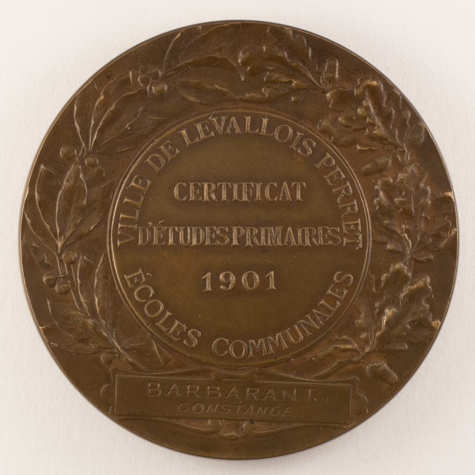 Médaille Certificat d'études primaires - 1901 - Signée par Adolphe Rivet - revers