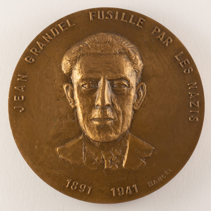 Medal Jean Grandel shot by the Nazis - signed Bancel - obverse