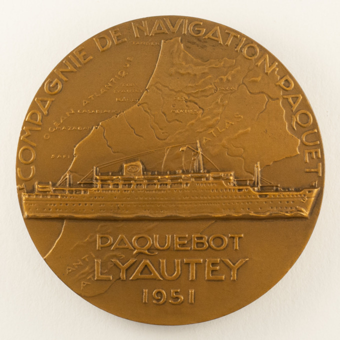 Medal Marshal Lyautey - Ocean liner - Cie navigation Paquet - by R. Delamarre - reverse