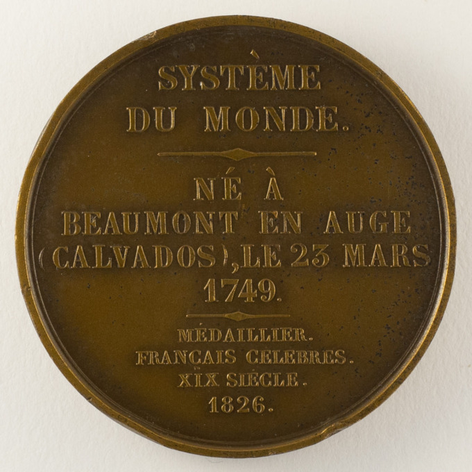 Médaille Marquis de Laplace - Système du monde - signée par Caunois - revers