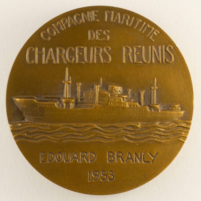 Médaille Paquebot Édouard Branly - Cie Mar. Chargeurs réunis- par Claude Fraisse - revers