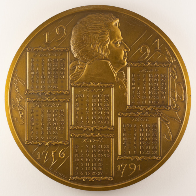 Wishes medal 1991 - Bicentenary of the death of Mozart - by Pierre Rodier - obverse