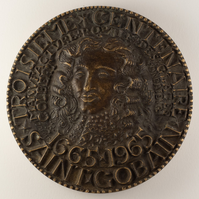 Large medal 300 years of Saint-Gobain - 92 mm - by A. Jaeger - obverse