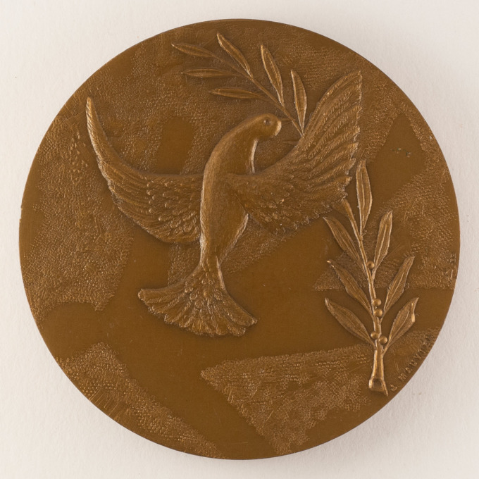 Call of the Hundred Medal for Peace and Disarmament - by J. Mauviel - reverse
