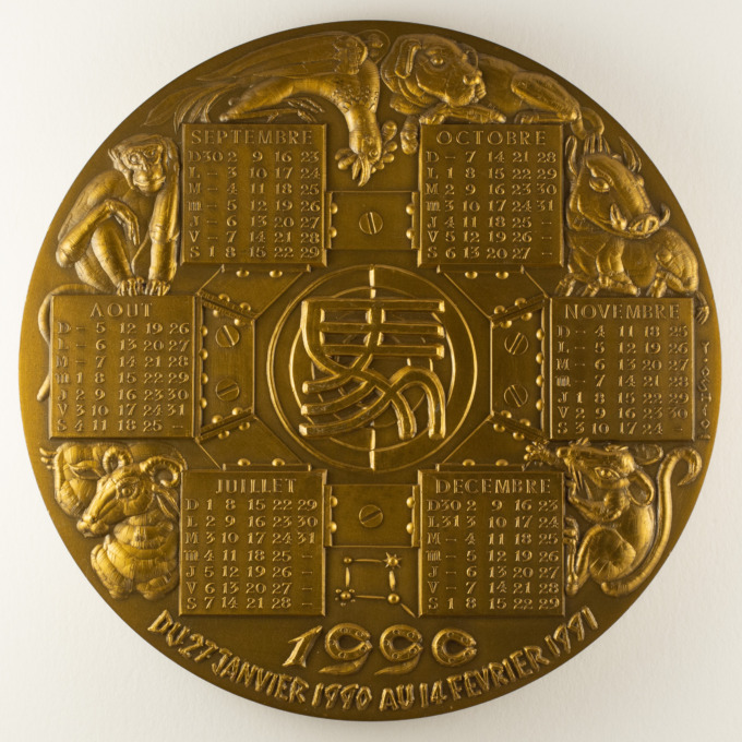 1990 Calendar Medal - Year of the Horse - signed by Yutaka Oshio - reverse