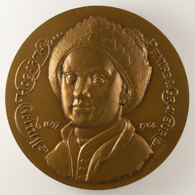 William Hogarth Medal - Southwark Fair - Signed by Henri Albert Lagriffoul - obverse