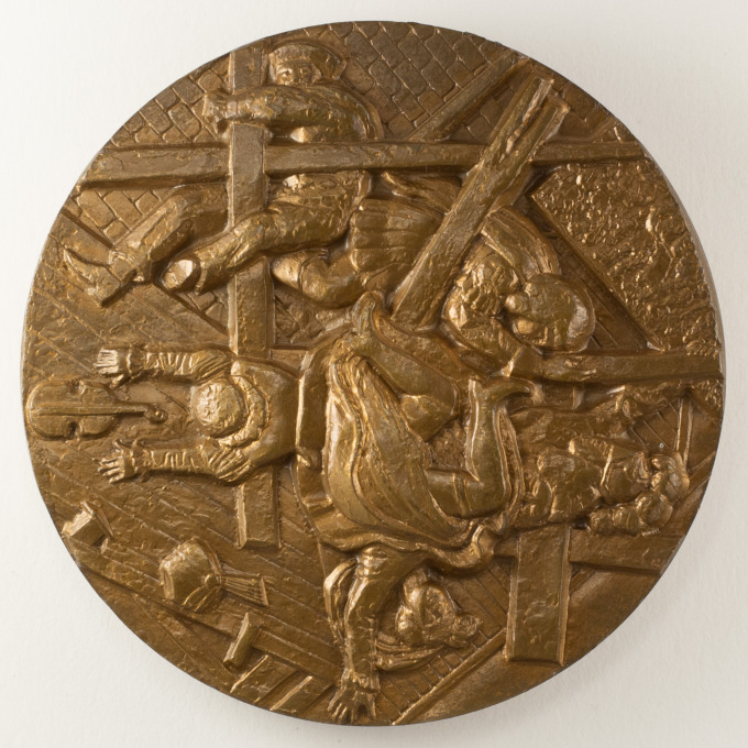 William Hogarth Medal - Southwark Fair - Signed by Henri Albert Lagriffoul - reverse