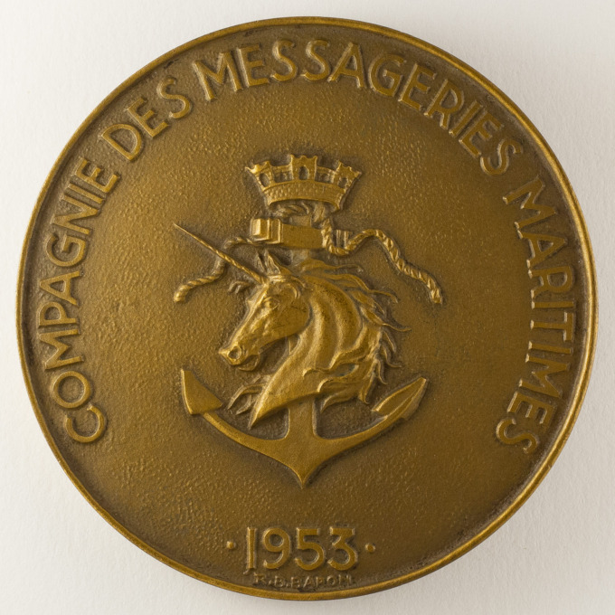Paquebot Jean Laborde Medal - Maritime courier company - by R.B. Baron - reverse