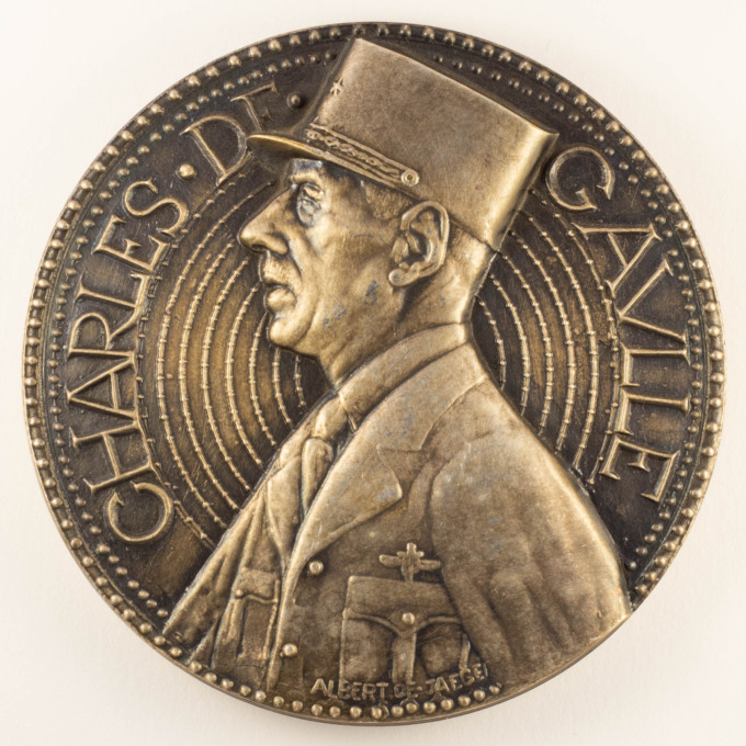 De Gaulle Medal - President of the Provisional Government - by A. De Jaeger - obverse