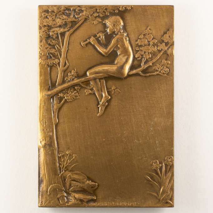 Médaille plaquette Femme à la source - Signée par Georges Prud'homme - revers