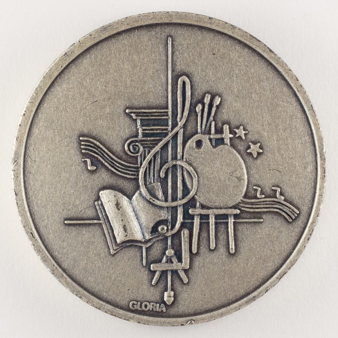 Médaille sur les Arts - Musique, peinture, sculpture - Signée par Gloria - avers