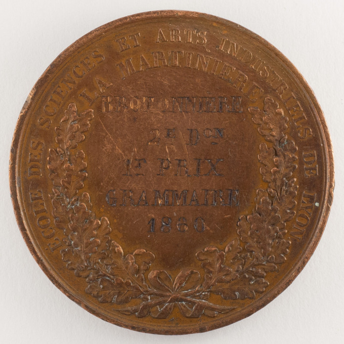 Lot of 3 medals - La Martinière School - 1860 - Signed by Joseph Dantzell - reverse 1