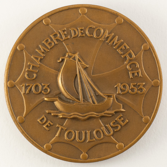 Médaille Chambre de Commerce de Toulouse - 250 ans - Signée par Georges Guiraud - revers