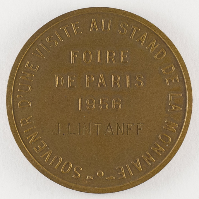 Médaille Foire de Paris 1956 - Visite au stand de la monnaie - par Marcel Renard - revers