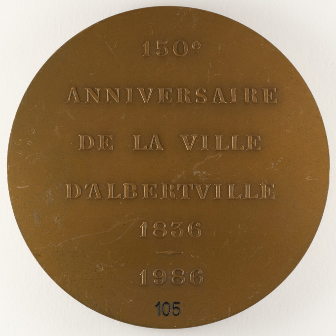 Médaille Ville d'Albertville - 150 ans - Signée par Émile Rousseau - revers