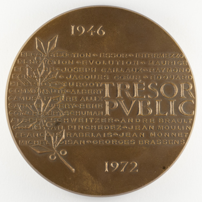 Médaille École nationale des services du Trésor - 1946-1972 - par Daniel Ponce - revers