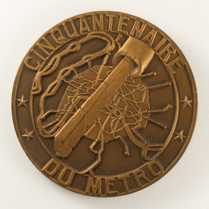 Paris Métro Fiftieth Anniversary Medal - 1950 - Signed by Joachim Costa - obverse