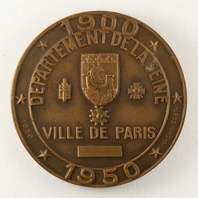 Médaille du Cinquantenaire du métro de Paris - 1950 - Signée par Joachim Costa - revers