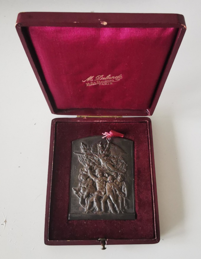 La Marseillaise plaque medal by F. Rude – Signed by Louis Octave Mattei – open box