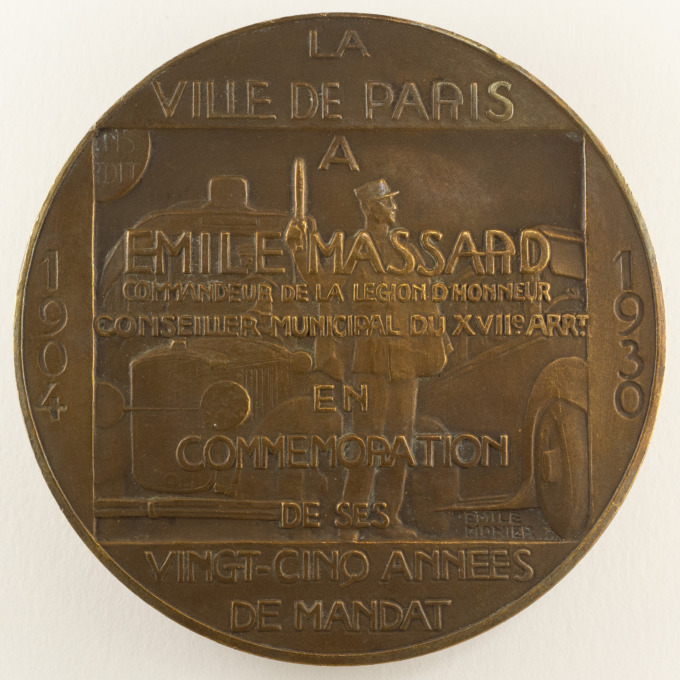 Médaille Émile Massard - Ville de Paris 1930 - Signée par Émile Monier - revers