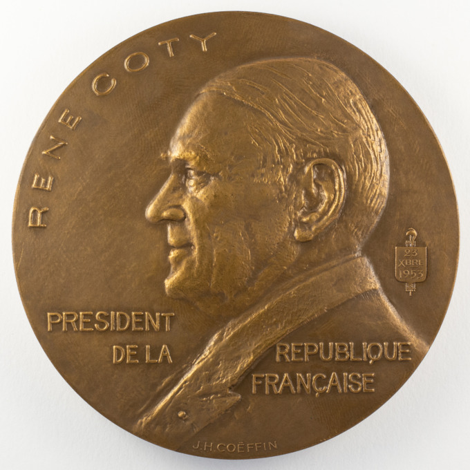 René Coty election medal - President of the French Republic - JH Coëffin - obverse