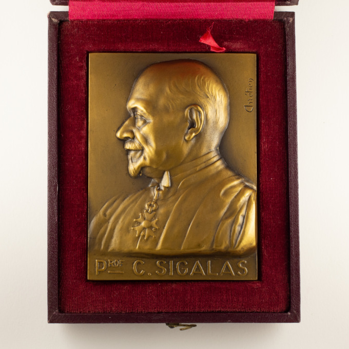 Professor Clément Sigalas plaque medal - Bordeaux - by Abel Chrétien - open box