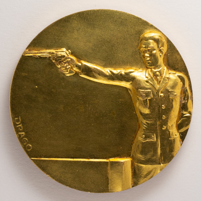 Pistol Man Medal - Shooting Award - Signed by Drago - obverse 2