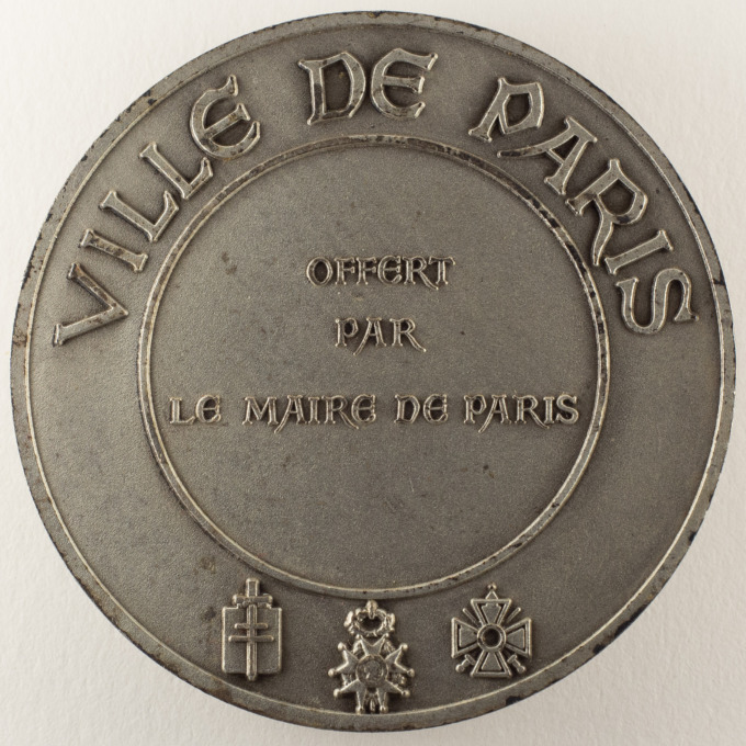 City of Paris medal - Seal of the water merchants - Offered by the mayor - reverse