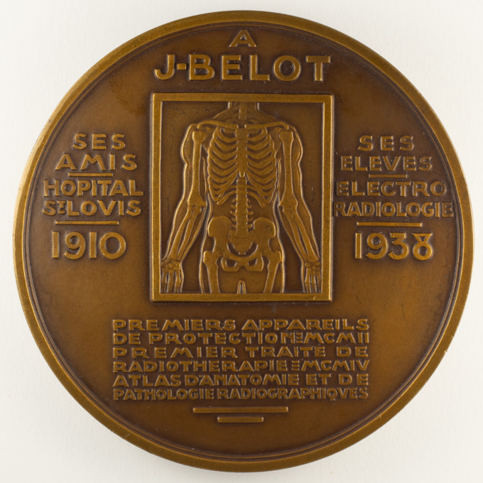 Medal of Dr. Belot - Radiologist - Saint-Louis Hospital - Signed by Jean Vernon - reverse