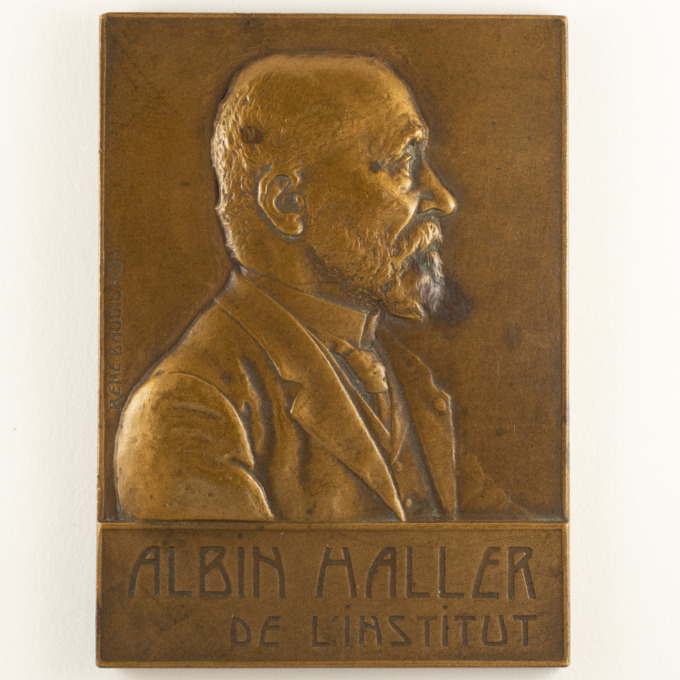 Medal plaque Pr Albin Haller - chemist - Sorbonne - by René Baudichon - obverse