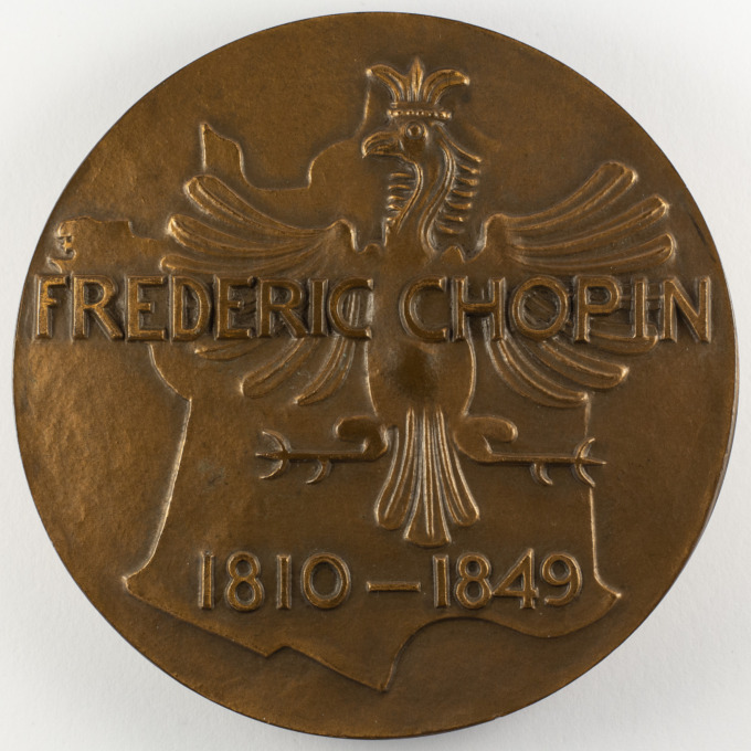 Frédéric Chopin Medal - 1810-1849 - signed by Robert Coutin - reverse