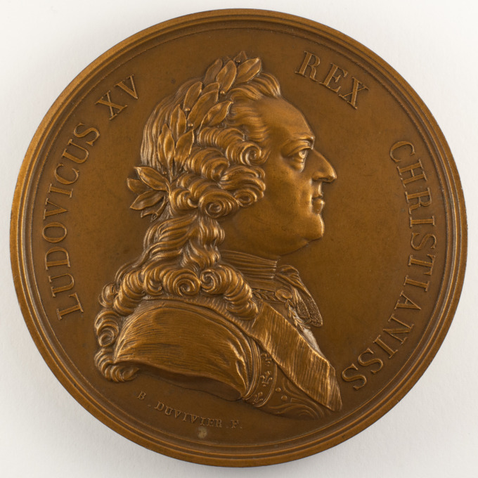 Medal of King Louis XV - Military School - Paris - by B. Duvivier - obverse