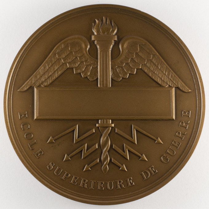 Médaille École Supérieure de Guerre - revers signé par Duvivier - avers