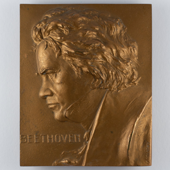 Médaille plaquette de Ludwig van Beethoven - Signée par Franz Stiasny - avers