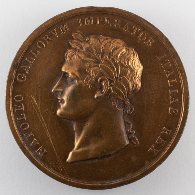 Médaille Couronnement de Napoléon Ier Roi d'Italie - 1805 - signée L. Manfredini - avers