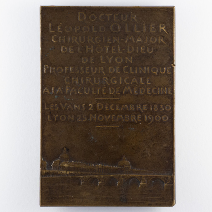 Médaille Docteur Léopold Ollier - Hôtel-Dieu de Lyon - Signée par Alfred Boucher - revers