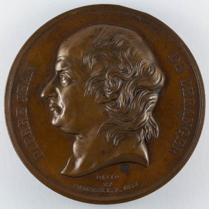 Médaille Pierre-Jean de Béranger - 1833 - Chansonnier - par David d'Angers - avers