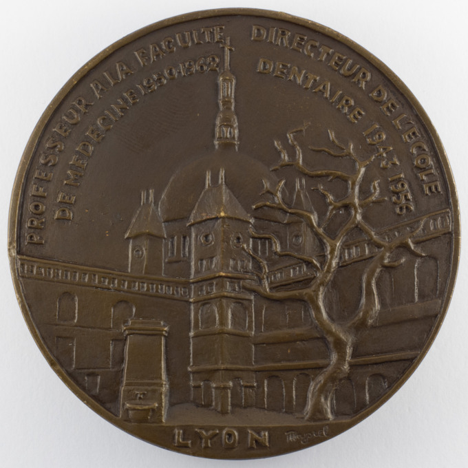 Médaille Dr Jean Duclos - Faculté de médecine de Lyon - signée par F. Majorel - revers