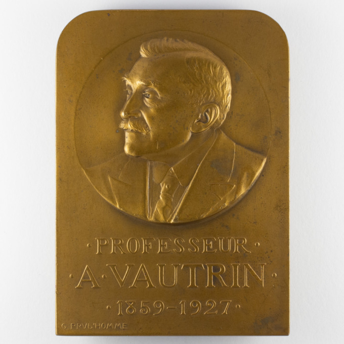 Medal plaque Professor A. Vautrin - Faculty of Nancy - by G. Prud'homme - obverse