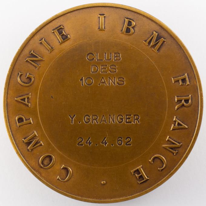 Médaille Blaise Pascal - IBM - 1962 - Signée par Jean Vernon - revers